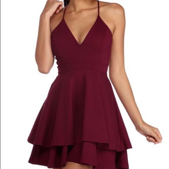 burgundy skater dress windsor Burgundy All The Rage Skater Dress